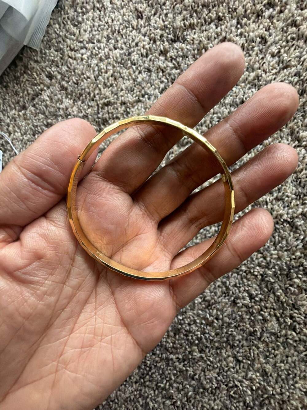 Gold-Plated Hammered 925 Sterling Silver Hinged Bangle Bracelet (#s002)